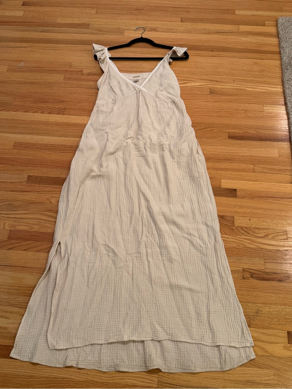 Free People Cream Tie-Shoulder Gauze Maxi Dress